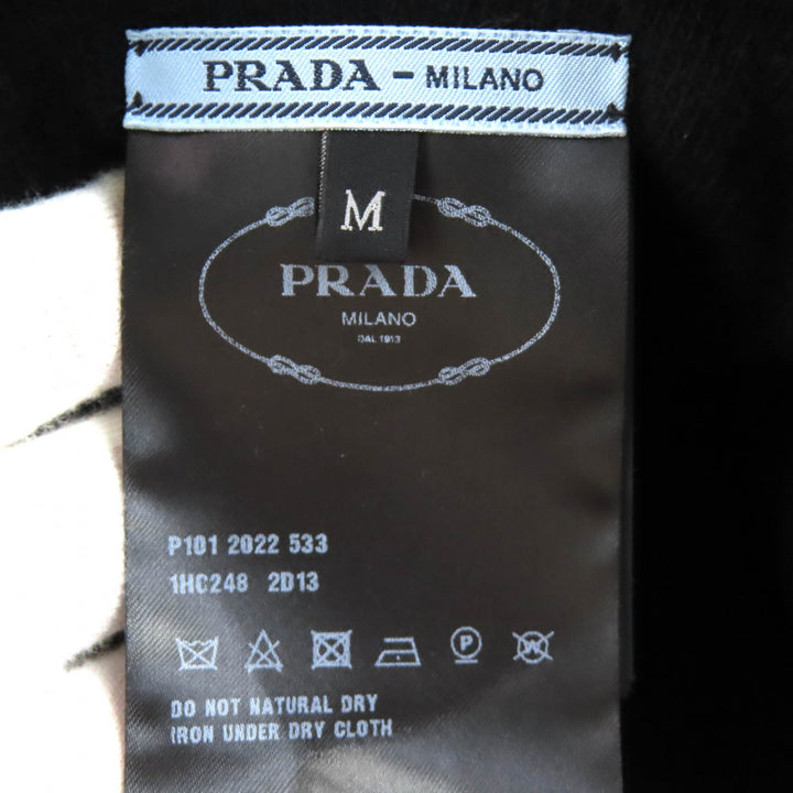 Great PRADA hat Logo padded bucket hat Black White Red Blue wool Women M 1HC248