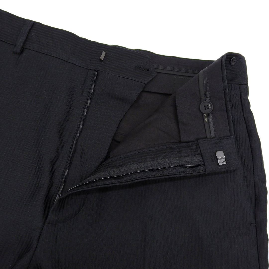 Excellent FENDI Shorts FF logo embroidery shadow stripe black mens 44 FB0521