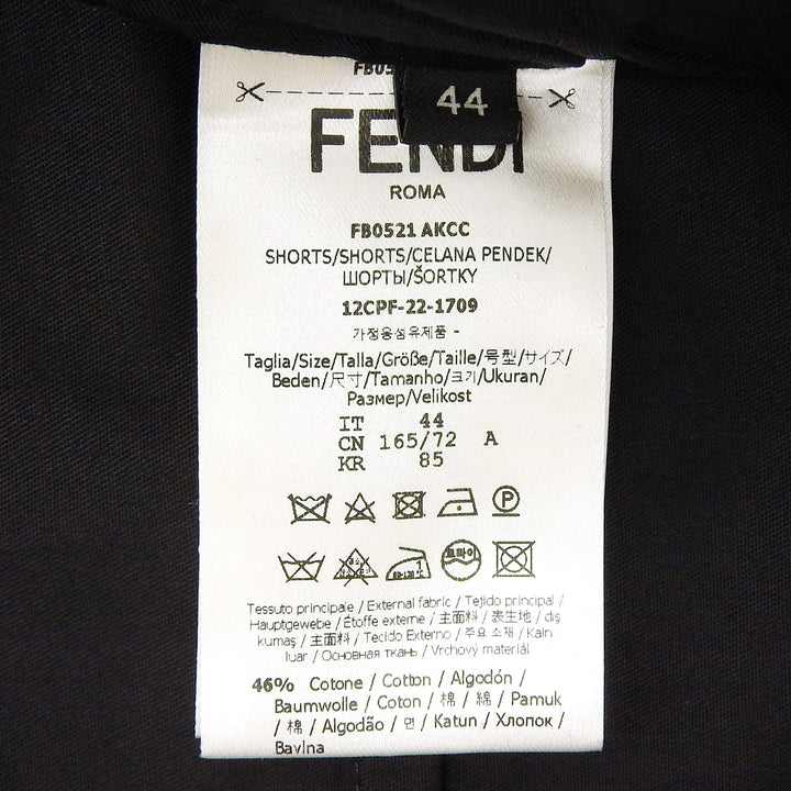 Excellent FENDI Shorts FF logo embroidery shadow stripe black mens 44 FB0521