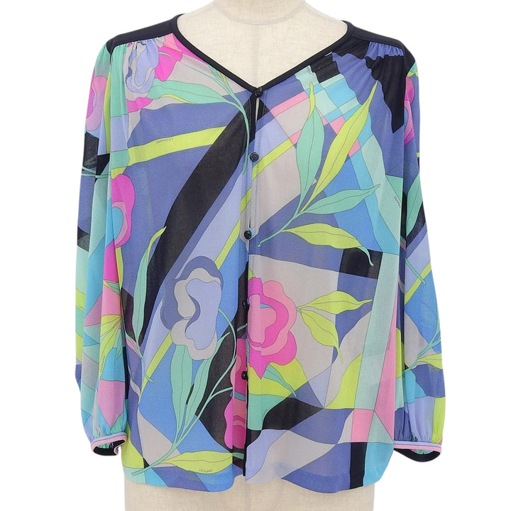 Excellent LEONARD FASHION cardigan Floral print 3/4 sleeve chiffon Multi Women 3