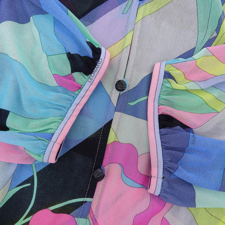 Excellent LEONARD FASHION cardigan Floral print 3/4 sleeve chiffon Multi Women 3