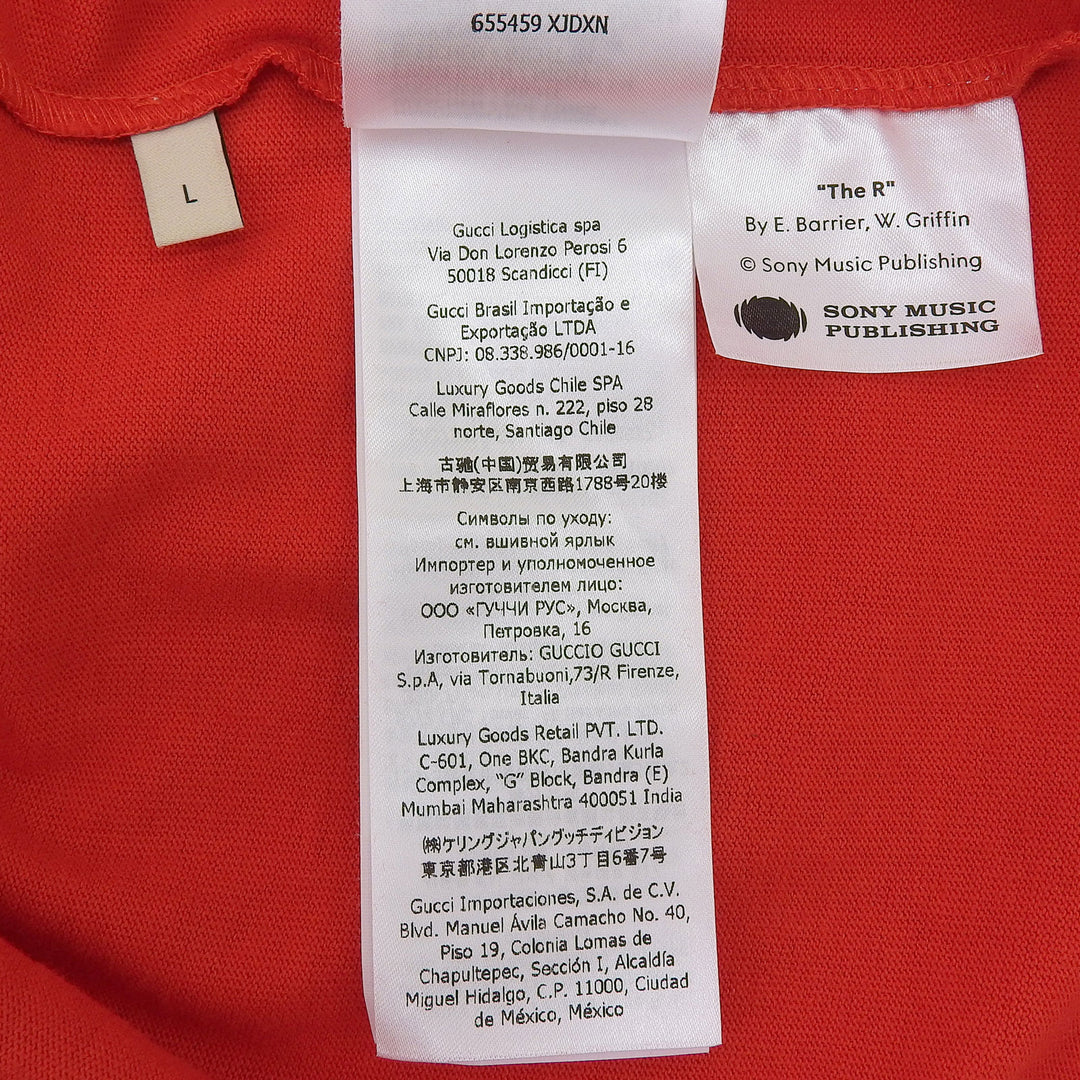 Excellent GUCCI Short sleeve T-shirt 100th Anniversary Mesh Sleeves L 655459