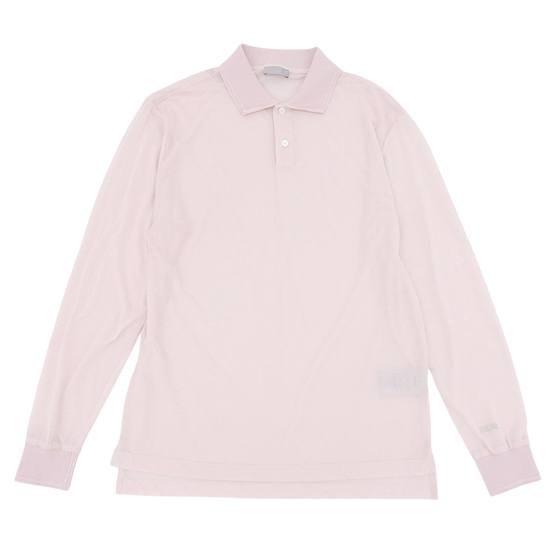 Pristine DIOR Long sleeve polo shirt pink cotton mens S 243J831A0800