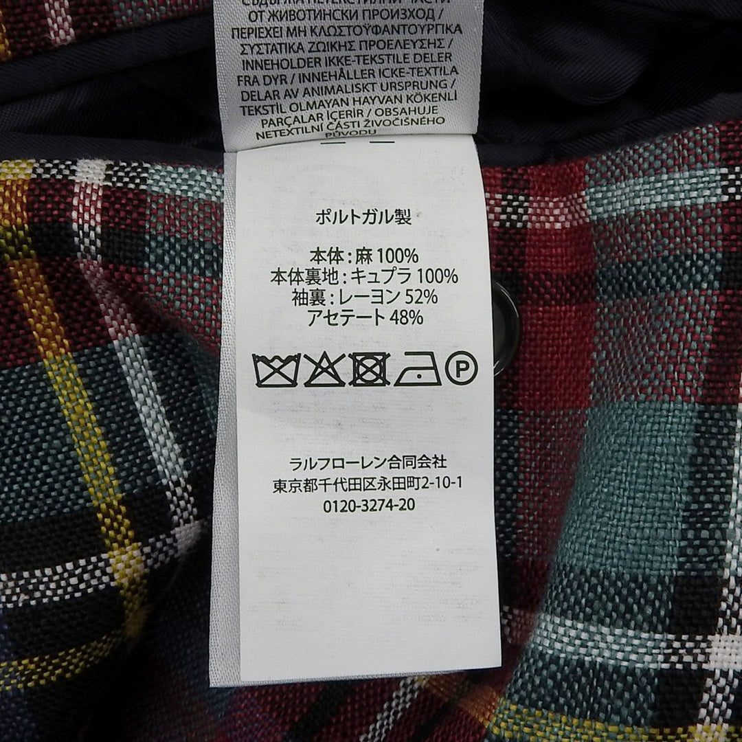 Excellent POLO RALPH LAUREN tailored jacket Check Pattern Red linen mens