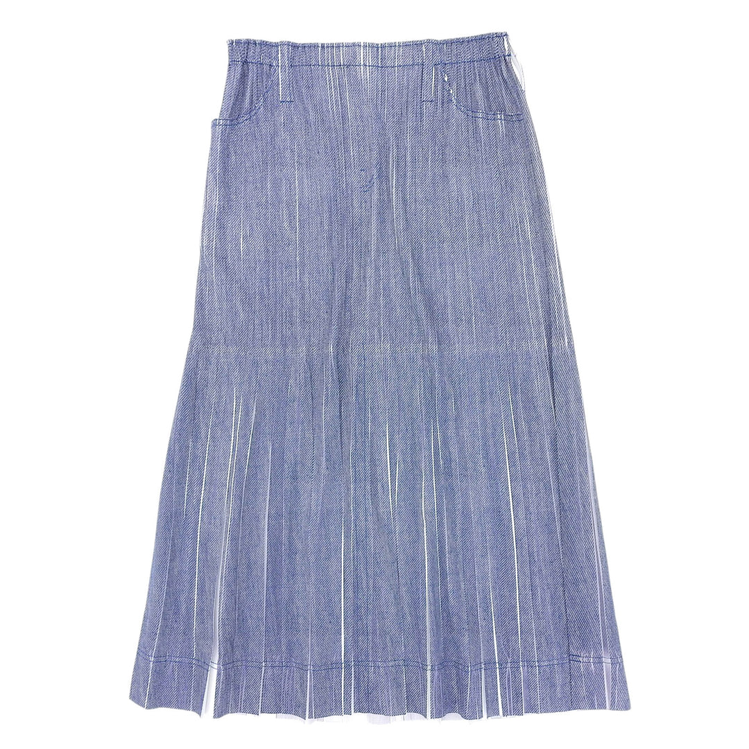 Excellent PLEATS PLEASE skirt Denim Transfer Pleated Blue polyester Women 3 PP11-JG614