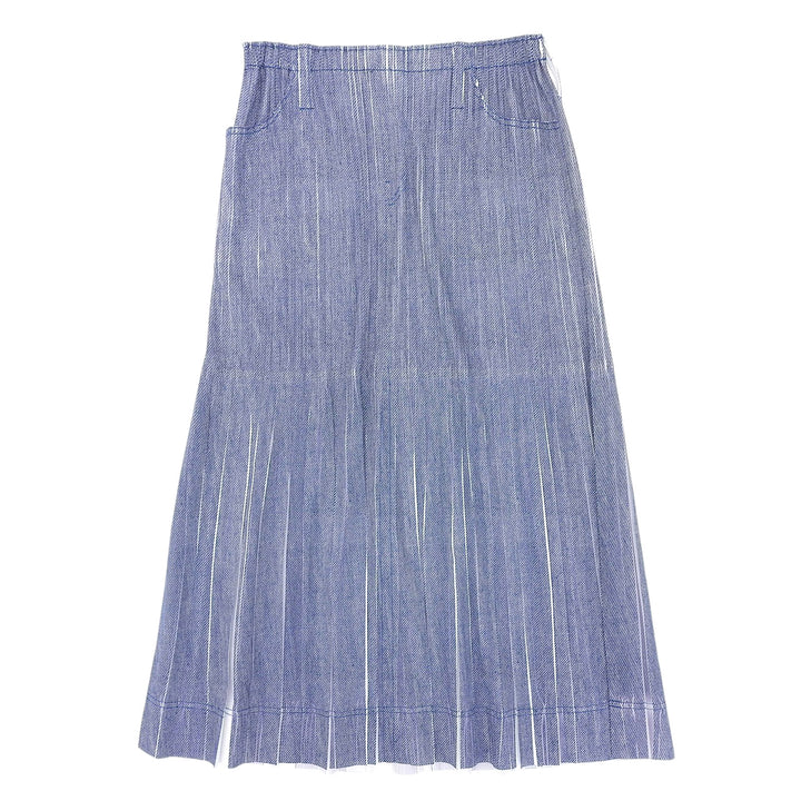 Excellent PLEATS PLEASE skirt Denim Transfer Pleated Blue polyester Women 3 PP11-JG614