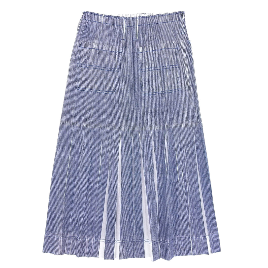 Excellent PLEATS PLEASE skirt Denim Transfer Pleated Blue polyester Women 3 PP11-JG614