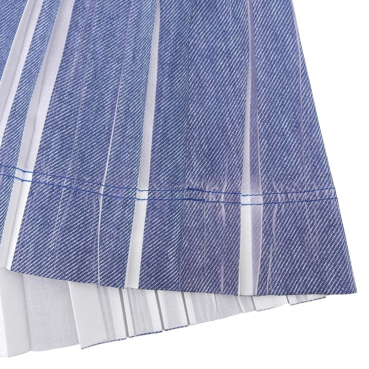 Excellent PLEATS PLEASE skirt Denim Transfer Pleated Blue polyester Women 3 PP11-JG614