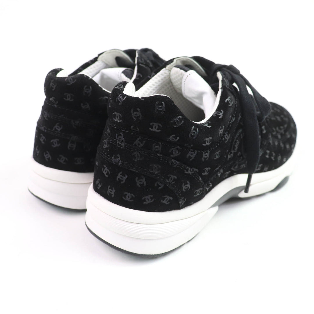 Excellent CHANEL sneakers black Suede leather Women 37 G39230