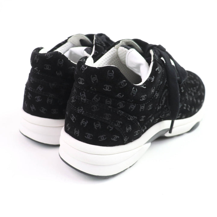 Excellent CHANEL sneakers black Suede leather Women 37 G39230