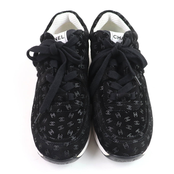 Excellent CHANEL sneakers black Suede leather Women 37 G39230