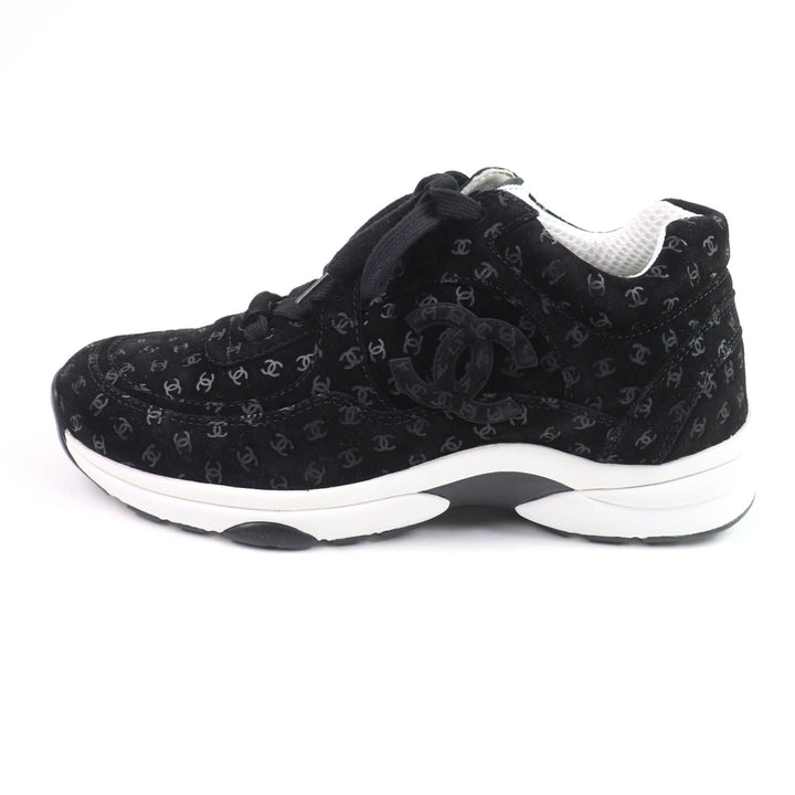Excellent CHANEL sneakers black Suede leather Women 37 G39230