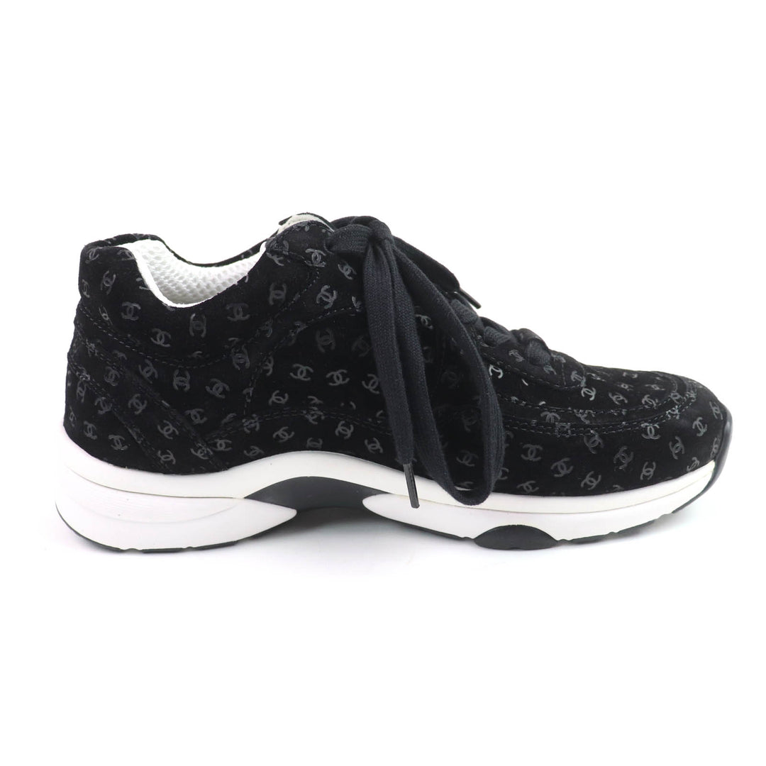 Excellent CHANEL sneakers black Suede leather Women 37 G39230