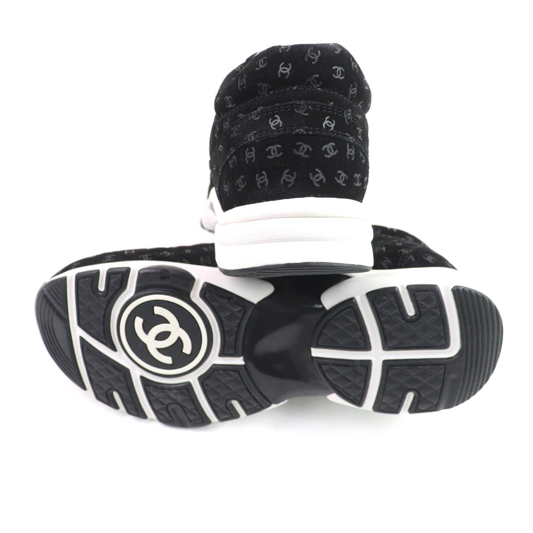 Excellent CHANEL sneakers black Suede leather Women 37 G39230