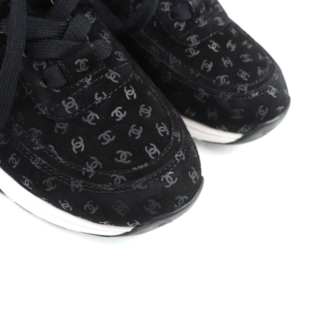 Excellent CHANEL sneakers black Suede leather Women 37 G39230