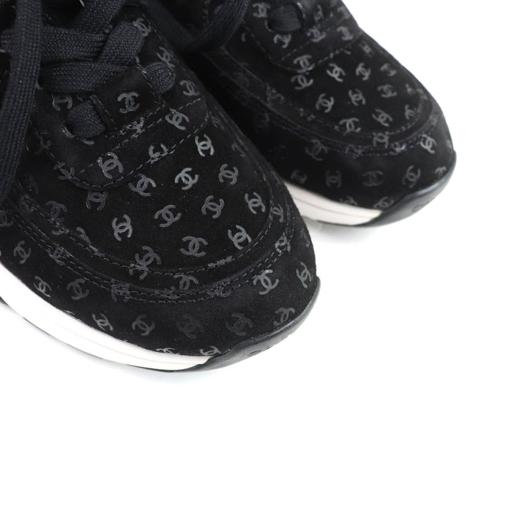 Excellent CHANEL sneakers black Suede leather Women 37 G39230