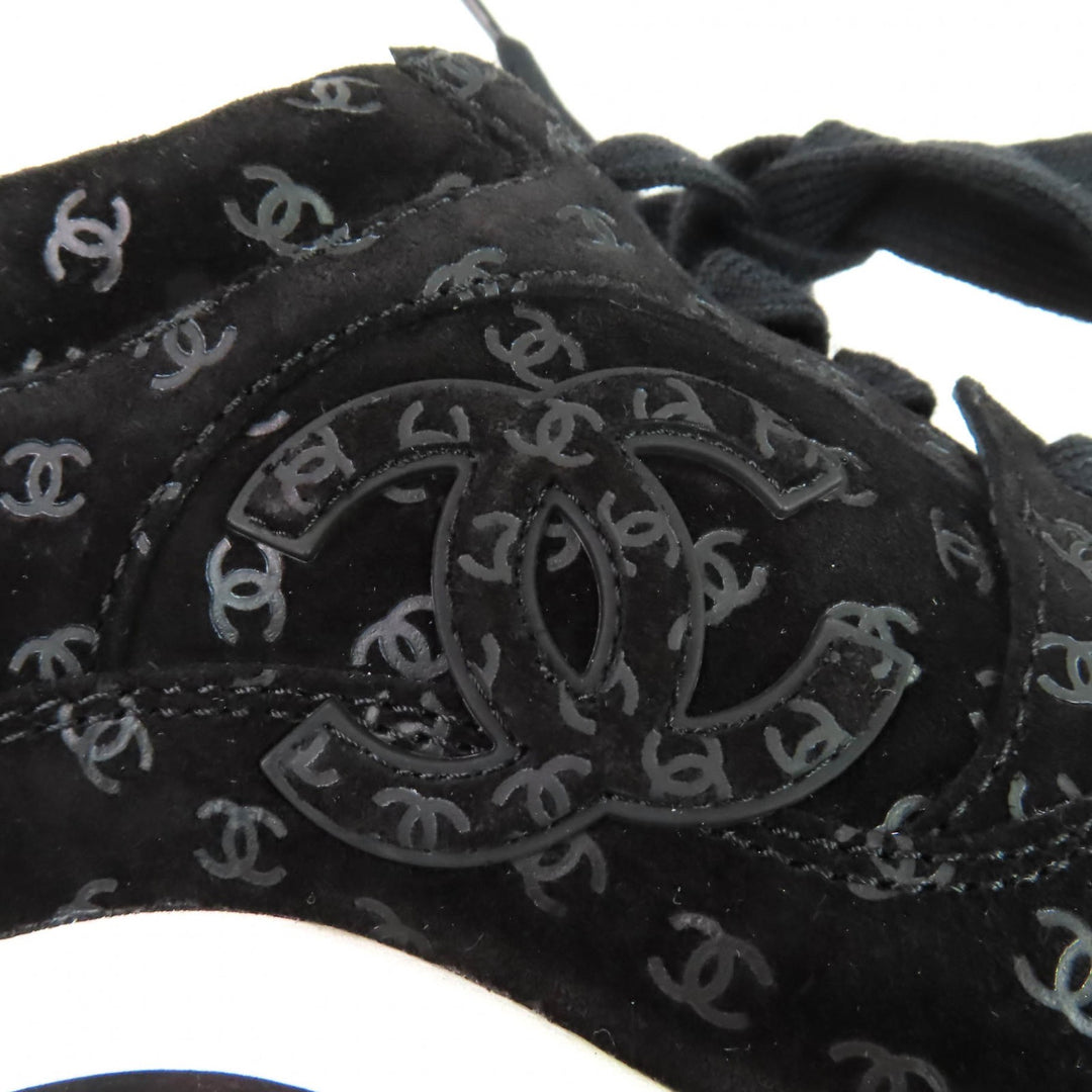 Excellent CHANEL sneakers black Suede leather Women 37 G39230