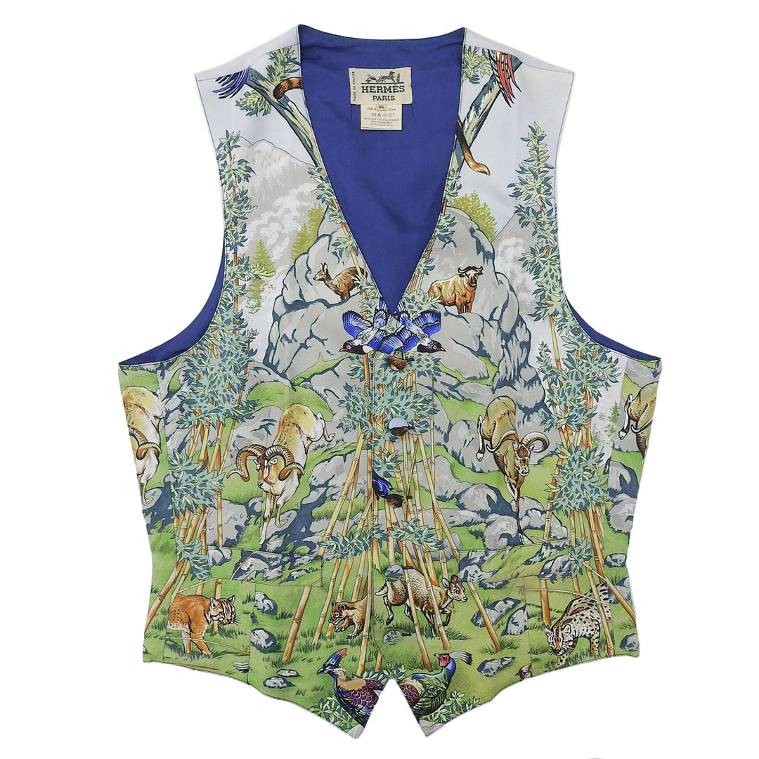 Very Good HERMES Best multicolor silk mens 46