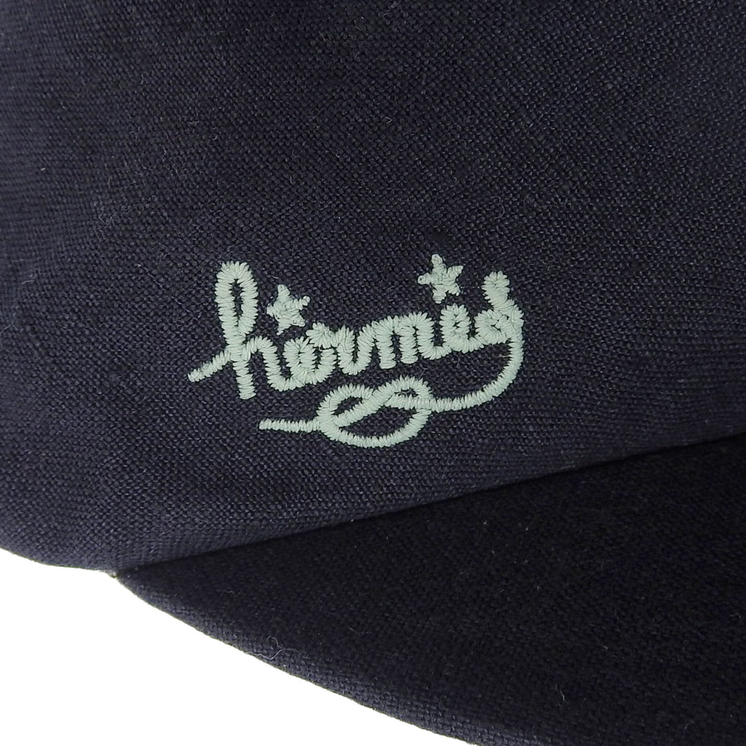 Great HERMES Casquette PAOLA Logo embroidery Check pattern lining Navy linen Women 57