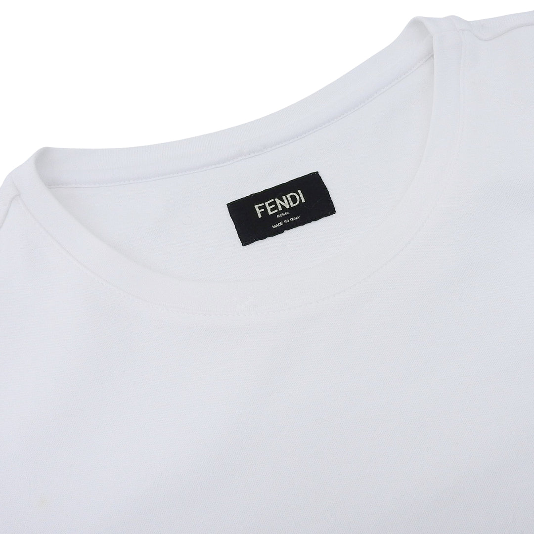 Excellent FENDI Short sleeve T-shirt Logo patch included white cotton mens M