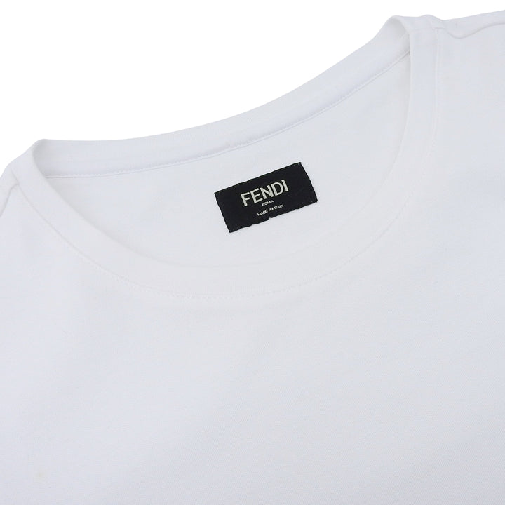 Excellent FENDI Short sleeve T-shirt Logo patch included white cotton mens M