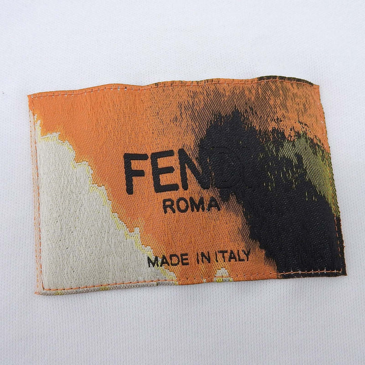 Excellent FENDI Short sleeve T-shirt Logo patch included white cotton mens M