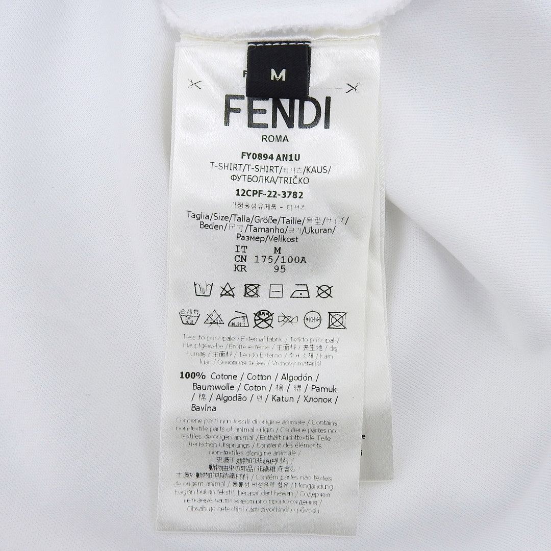 Excellent FENDI Short sleeve T-shirt Logo patch included white cotton mens M