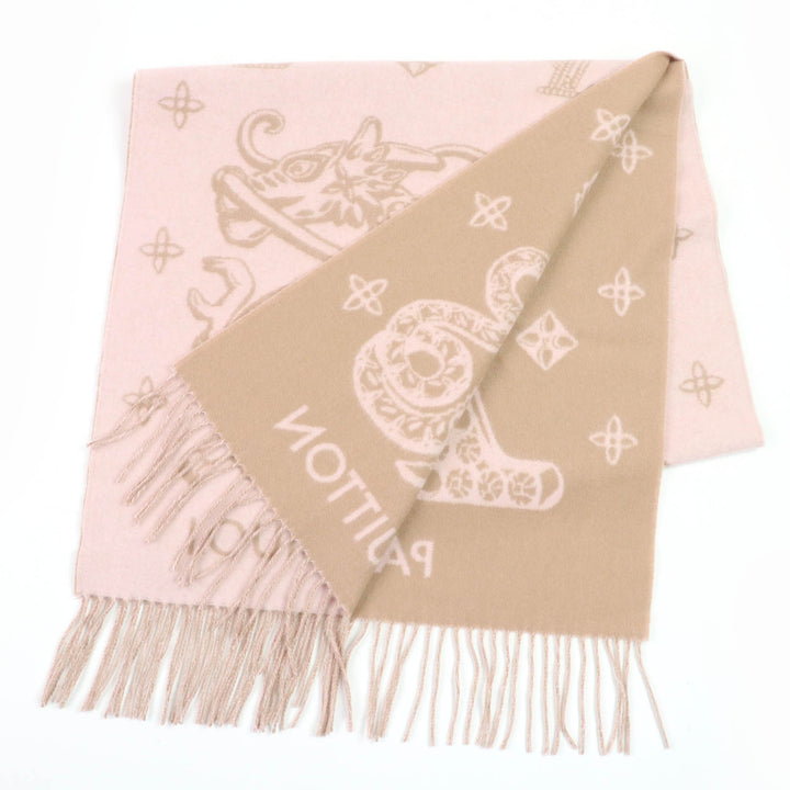 Great LOUIS VUITTON Echarpe Reykjavik Precious Dragon pink cashmere M79543