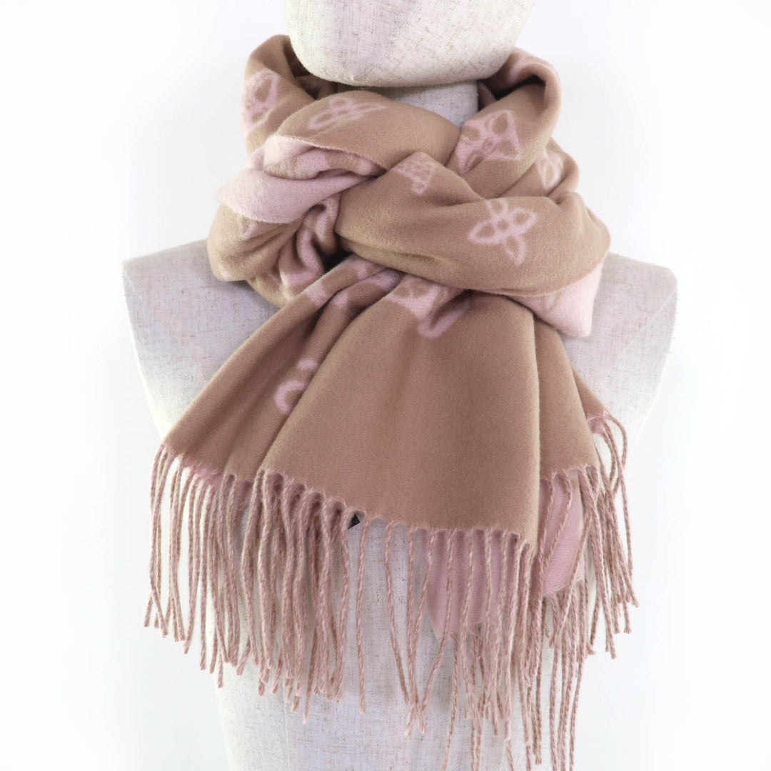 Great LOUIS VUITTON Echarpe Reykjavik Precious Dragon pink cashmere M79543