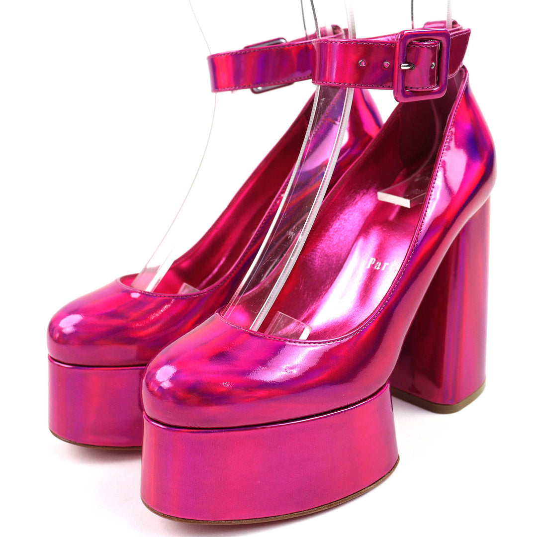 Excellent Christian Louboutin pumps Yazefir 130 ankle strap platform pink 35