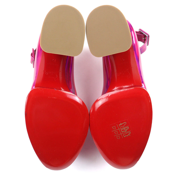 Excellent Christian Louboutin pumps Yazefir 130 ankle strap platform pink 35