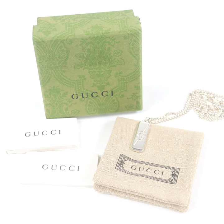 Great GUCCI Necklace Diagonal Interlocking G Chain Silver AG925 mens 774055