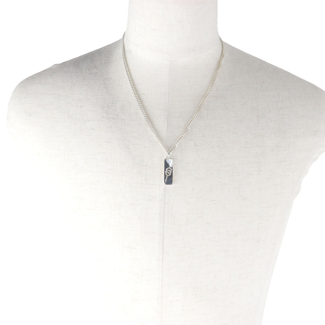Great GUCCI Necklace Diagonal Interlocking G Chain Silver AG925 mens 774055