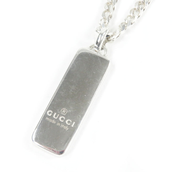 Great GUCCI Necklace Diagonal Interlocking G Chain Silver AG925 mens 774055