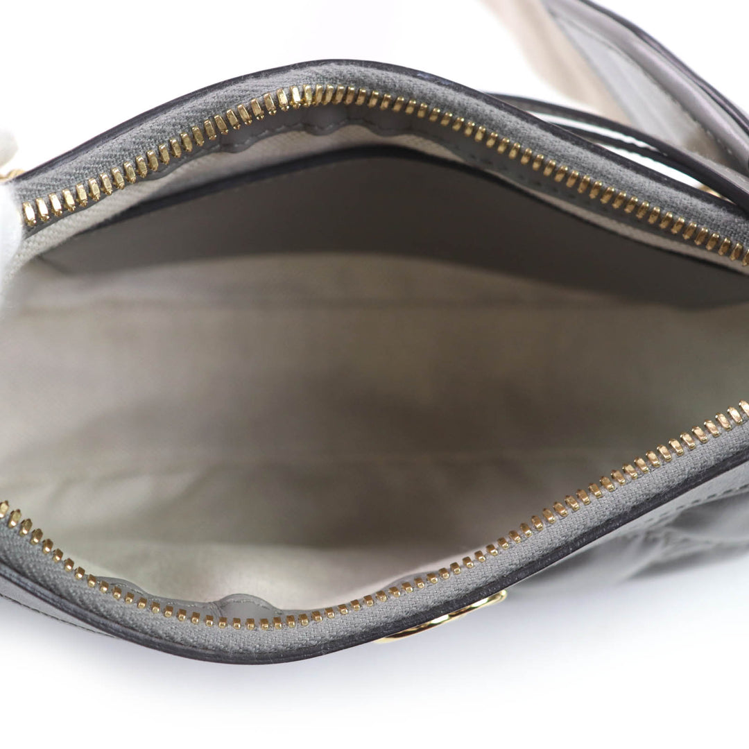 Very Good GUCCI Shoulder Bag GG Matelasse Leather 2-Way Handbag gray leather Women 735049