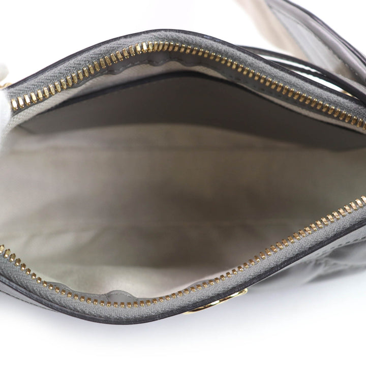 Very Good GUCCI Shoulder Bag GG Matelasse Leather 2-Way Handbag gray leather Women 735049