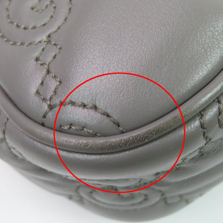 Very Good GUCCI Shoulder Bag GG Matelasse Leather 2-Way Handbag gray leather