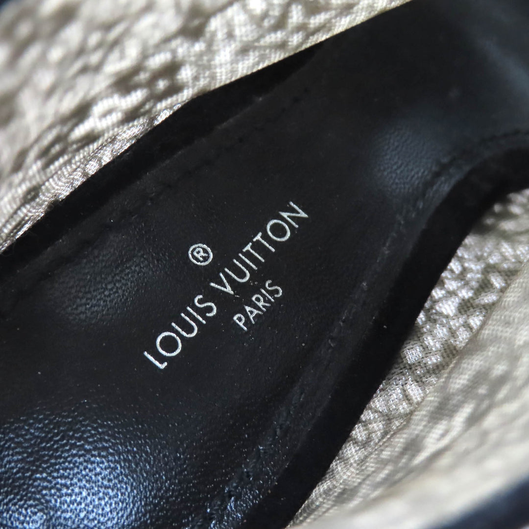 Great LOUIS VUITTON Ankle boots Flower logo lace LV circle metal open toe 35.5