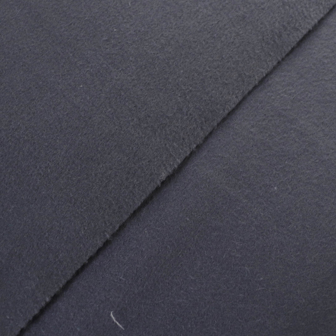 Very Good HERMES shawl Logo embroidered fringe extra large shawl stole Navy cashmere Women
