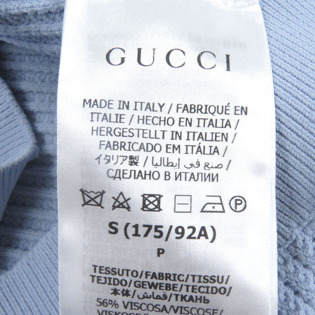 Excellent GUCCI×adidas tops Web Line Three Stripes Knit Polo Shirt Light blue S