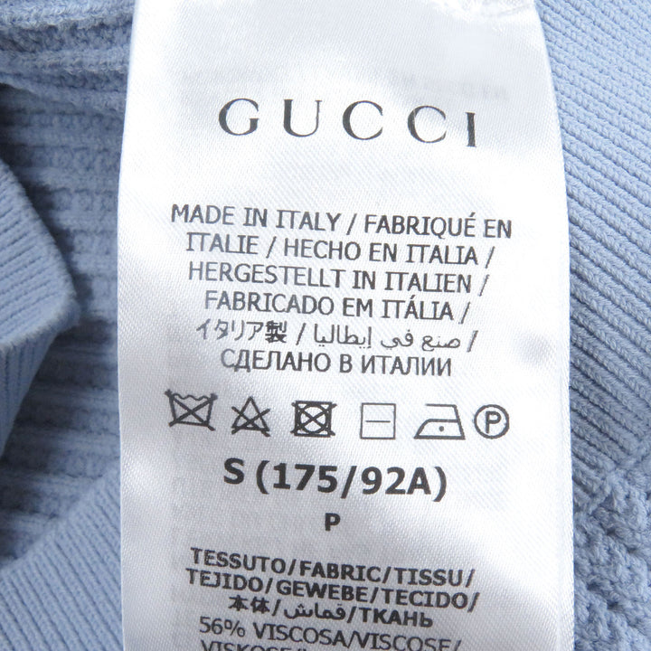 Excellent GUCCI×adidas tops Web Line Three Stripes Knit Polo Shirt Light blue S