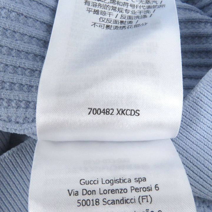 Excellent GUCCI×adidas tops Web Line Three Stripes Knit Polo Shirt Light blue S