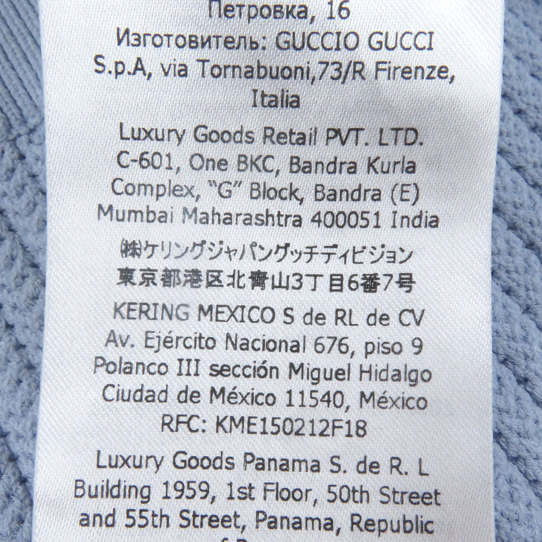 Excellent GUCCI×adidas tops Web Line Three Stripes Knit Polo Shirt Light blue S