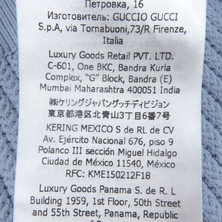 Excellent GUCCI×adidas tops Web Line Three Stripes Knit Polo Shirt Light blue S