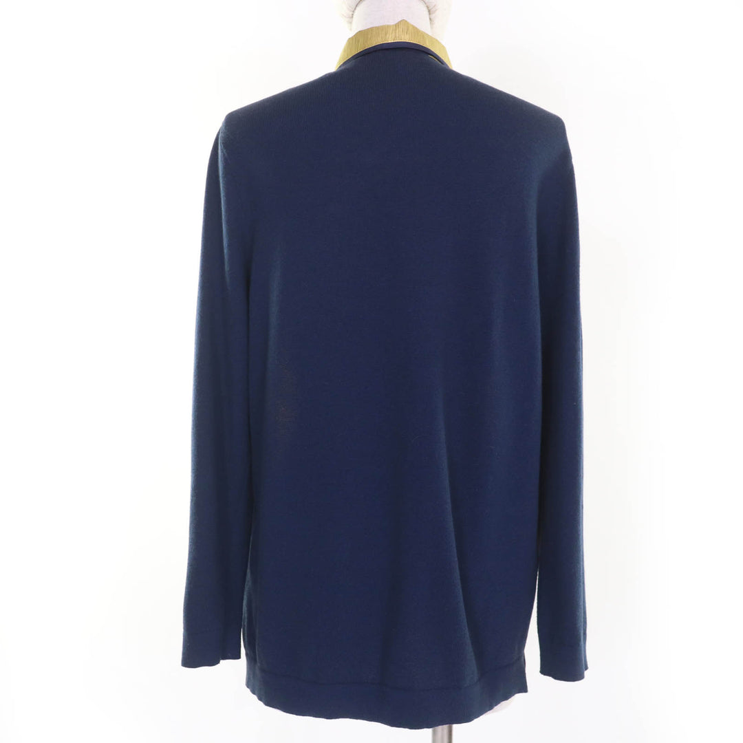Very Good HERMES Long sleeve shirt Cashmere twill knit Navy system silk Women XS