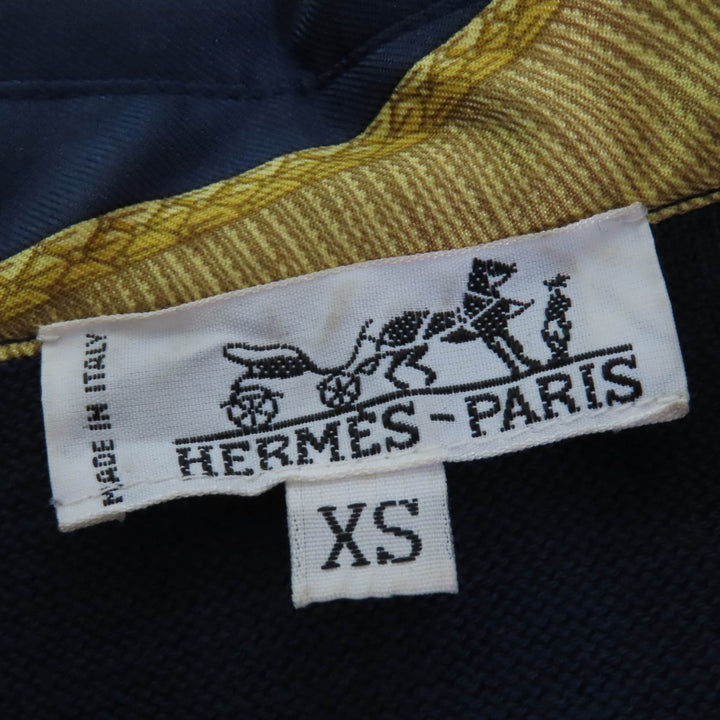 Very Good HERMES Long sleeve shirt Cashmere twill knit Navy system silk Women XS