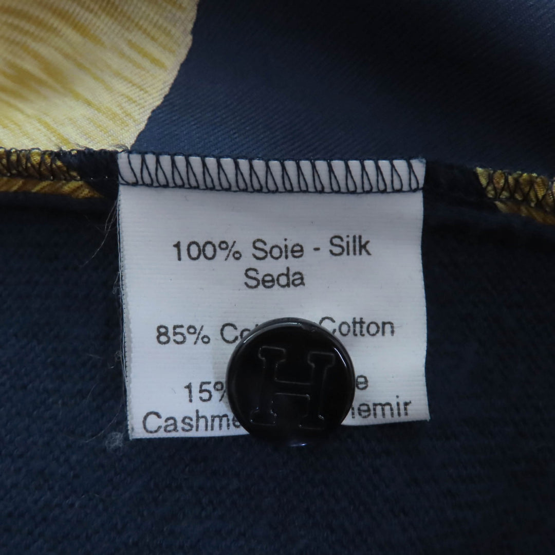 Very Good HERMES Long sleeve shirt Cashmere twill knit Navy system silk Women XS