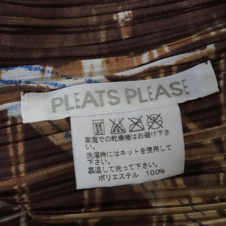 Excellent PLEATS PLEASE one piece Roller Coaster Pattern Sleeveless Brown 2