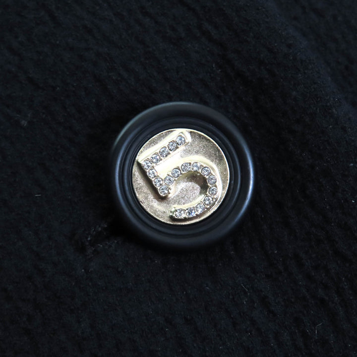 CHANEL collarless jacket Numbering Buttons black cotton 34 21S P70545