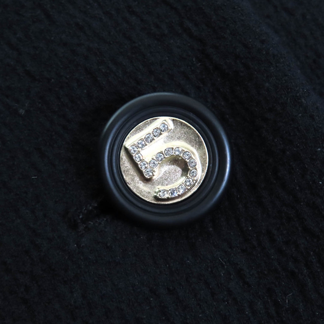 Pristine CHANEL collarless jacket Numbering Buttons black Women 34 21S P70545